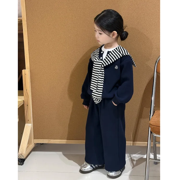 女童秋季套装2025新款儿童洋气韩版披肩卫衣宝宝休闲直筒裤两件套