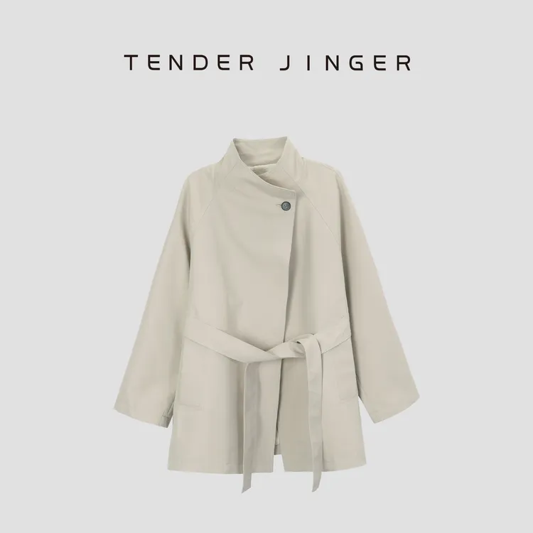 Tender Jinger【专柜】气质廓形收腰一粒扣立领风衣T51YUY80003