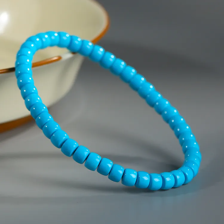 精品瓷高蓝色5.5mm直切老型手串单圈散单珠隔配珠珠串diy配饰配件