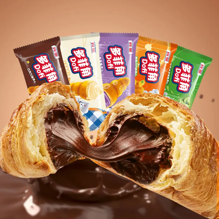 【官旗推荐】宾堡多菲角巧克力可可多口味夹心爆浆巧克力牛角包