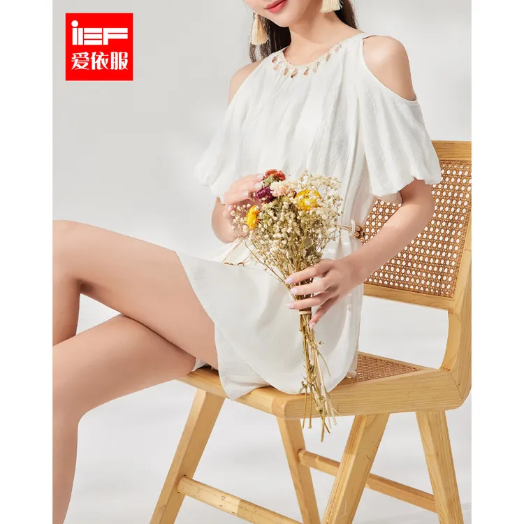 IEF/爱依服套装2025夏季新款度假风文艺少女露肩设计感里外套裤