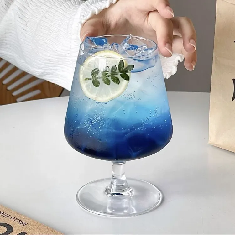苏打水气泡杯 ins网红餐厅玻璃酒杯矮脚白兰地杯冰咖啡杯饮料杯子