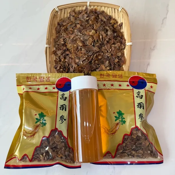 高丽人参头尾片净重500克送500克农家蜂蜜