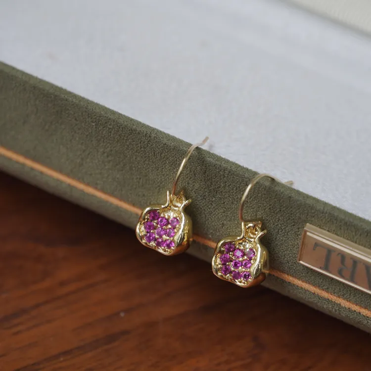 合金耳饰 A seven【秋日宝石】时尚 百搭 复古 手工 气质 石榴 红色