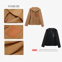 YUNSHUIHE/云水禾羊毛混纺连帽卫衣外套