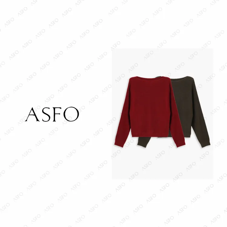 【AS开运红】25新气质简约一字领休闲百搭羊毛上衣AS25QXS04557