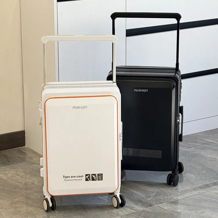 侧开盖铝框宽拉杆行李箱20寸登机密码箱加厚前开口旅行箱拉杆箱女