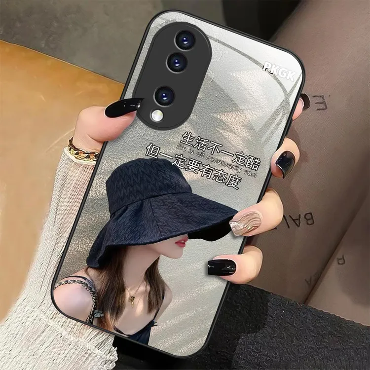 适用【荣耀70】生活态度液态玻璃手机壳 超薄防摔刮 优雅时尚