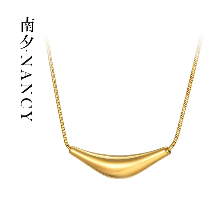 钛钢项链 欧美金属个性不规则水滴金色项链百搭时尚锁骨链N10466