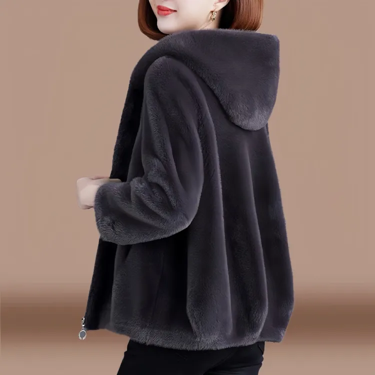 【商场金标正版】海宁连帽短款拉链米兰貂高端毛皮气质冬外套65CM