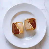 合金耳饰 复古美拉德风撞色耳钉NEW566