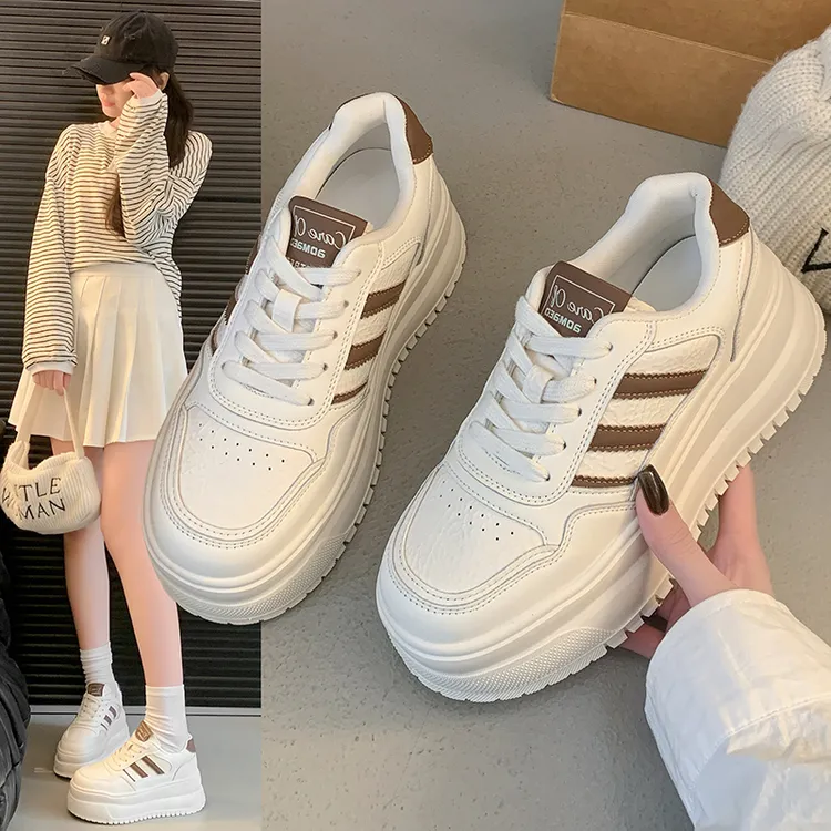 真皮厚底小白鞋女2025新款春季爆款学生女鞋百搭潮流低帮休闲板鞋