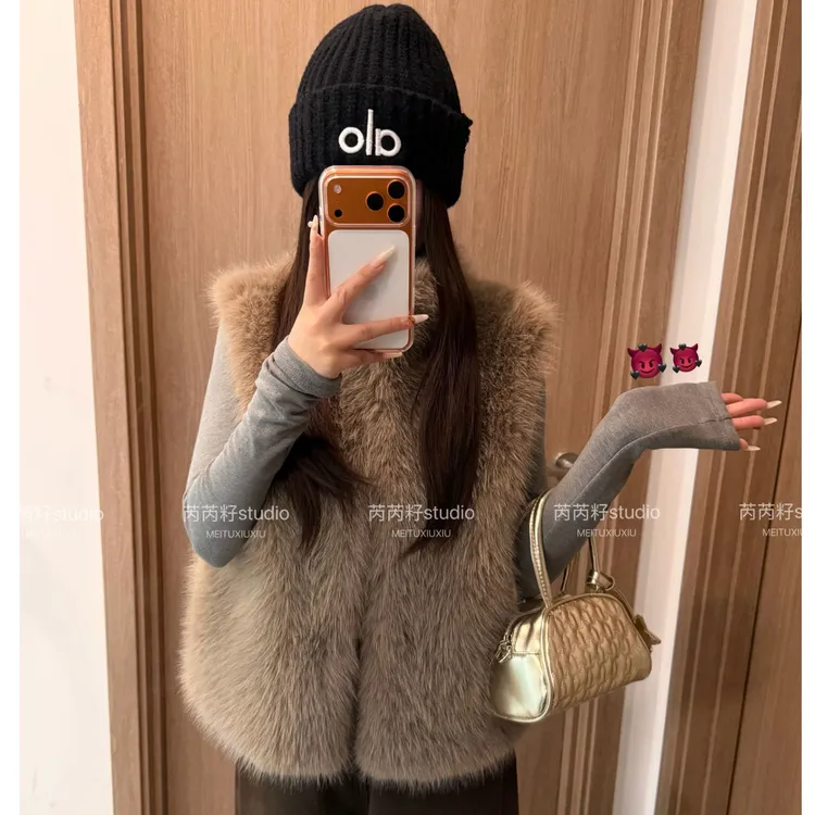 【婷婷专属】仿皮草马甲 立领毛毛马甲女宽松百搭秋冬背心毛毛外套