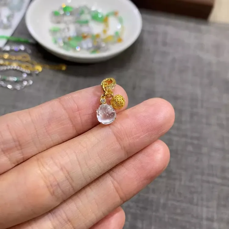 「招财貔貅」diy迷你小提溜能万扣头镀18k色镂空转运珠百搭时尚气质
