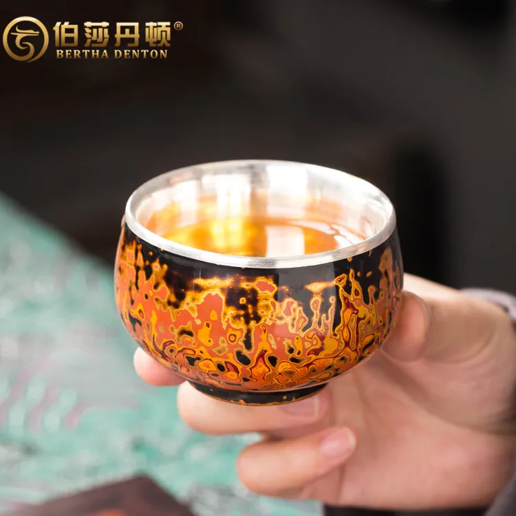 BERTHA DENTON/伯莎丹顿王顺浴火菩提茶盏纯银包银杯茶杯主人杯