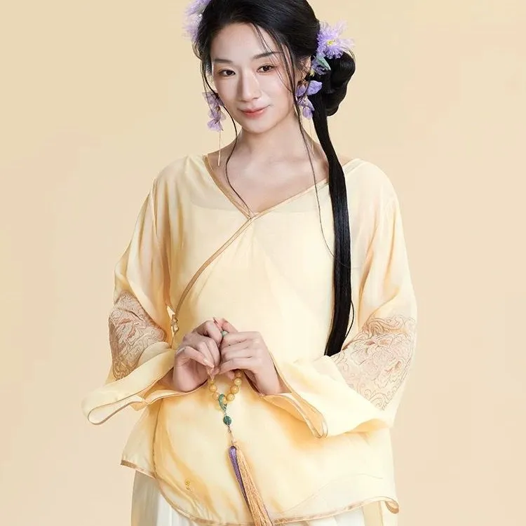 金风玉露古风舞纱衣黄金纱衣金缕衣飘逸仙气中国风成人舞蹈服古装