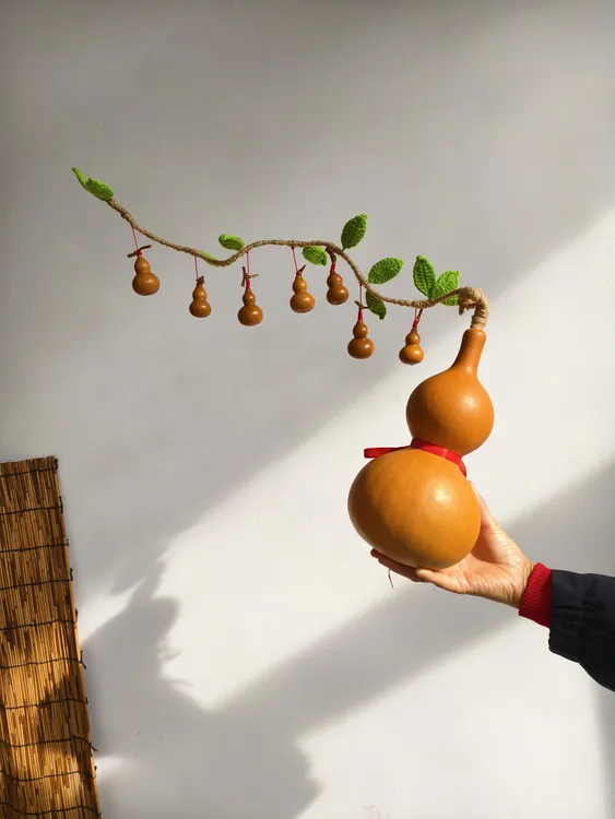 一根藤上七个葫芦娃天然葫芦发财树家居办公摆件葫芦树藤蔓材料