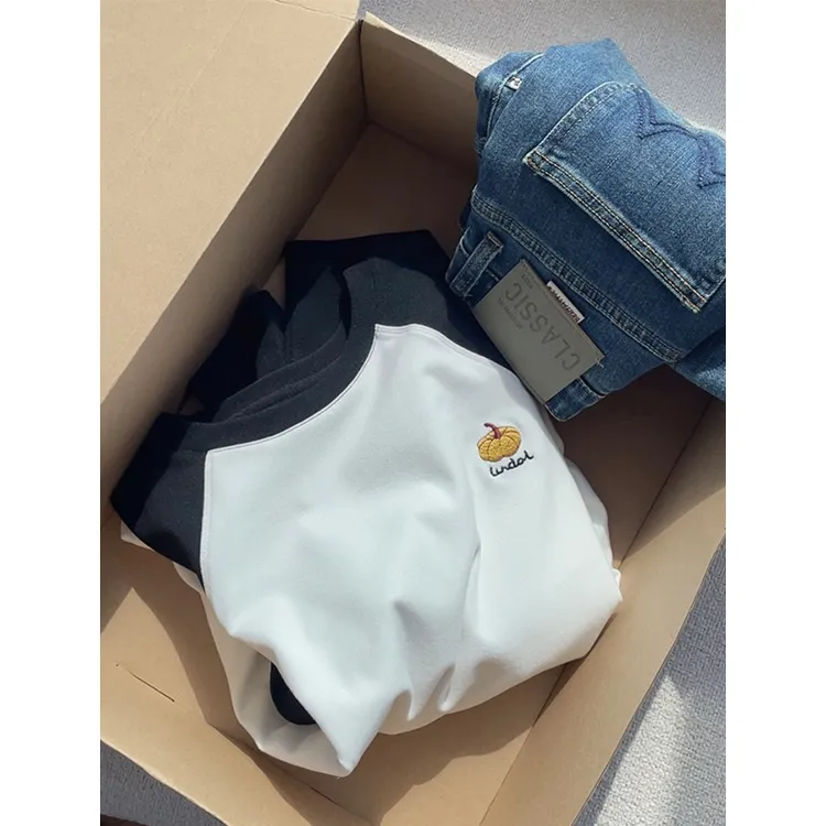 【丹姐家~南瓜插肩袖~磨毛加厚~】简约百搭长袖T