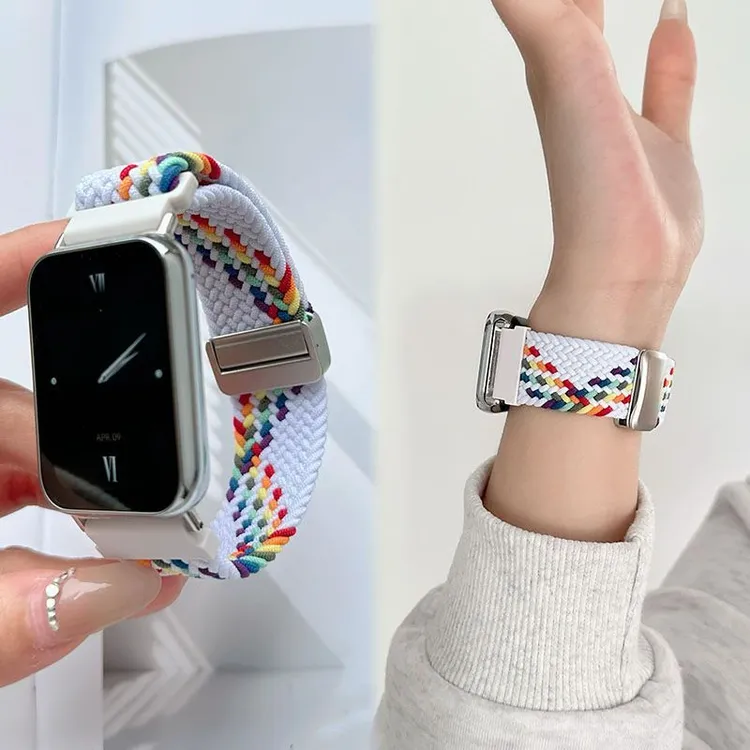 适用小米手环9pro表带吸磁扣红米6/5/4/8Pro腕带透气尼龙编织回环