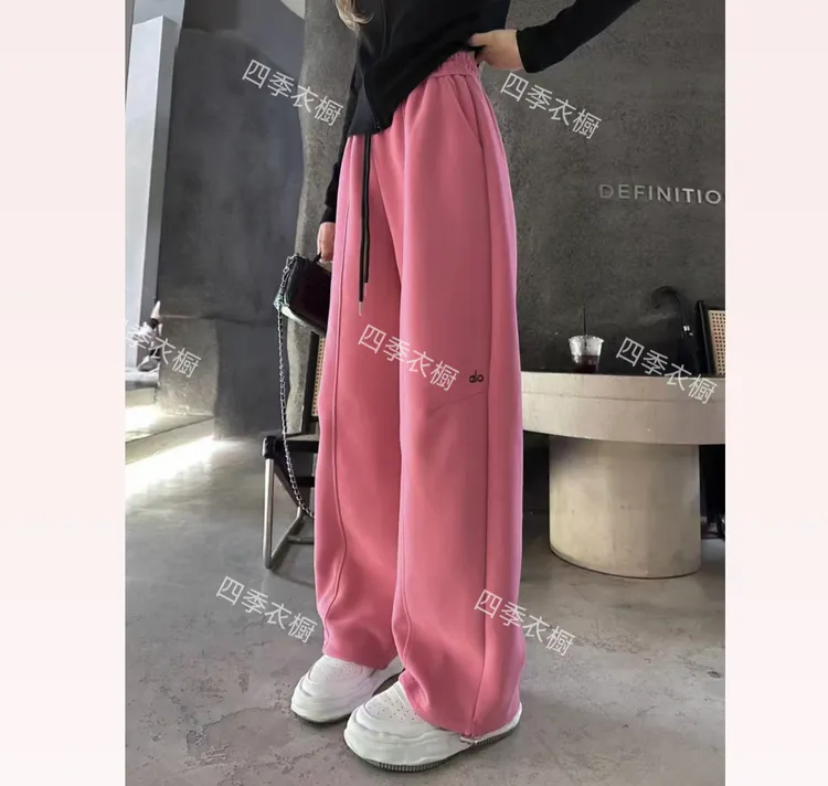 秋季新款品质加厚复合高腰刺绣显瘦时尚百搭休闲弯刀阔腿裤2911#-