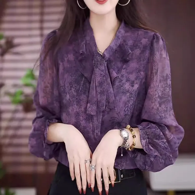 长袖薄款长袖冰丝碎花衬衫胖mm大码洋气减龄宽松显瘦大码防晒小衫