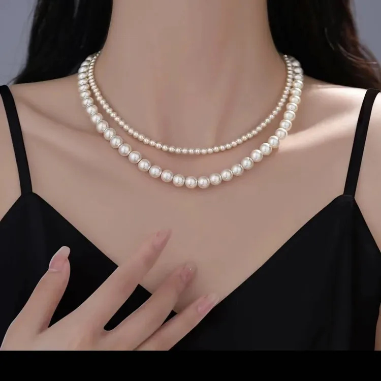 许妍同款天女粉全珠链百搭锁骨气质S925元宝扣