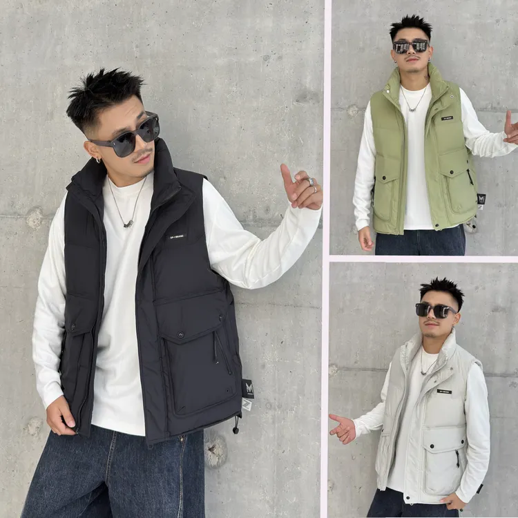 【树邦实体马甲】秋冬新款小标简约潮牌前后设计防风保暖背心马甲