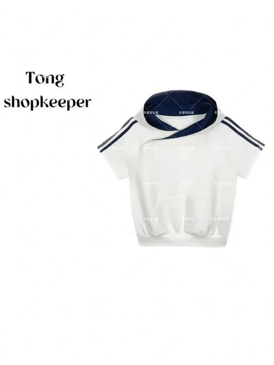 QJ/彤掌柜1682119 夏季2025掌柜秀款莱赛尔天.丝连帽条纹时尚上衣