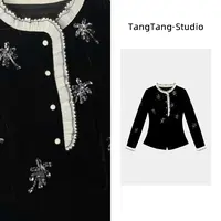 【TangTang·Studio】烟花丝绒百搭时尚显瘦女装上衣-2510022