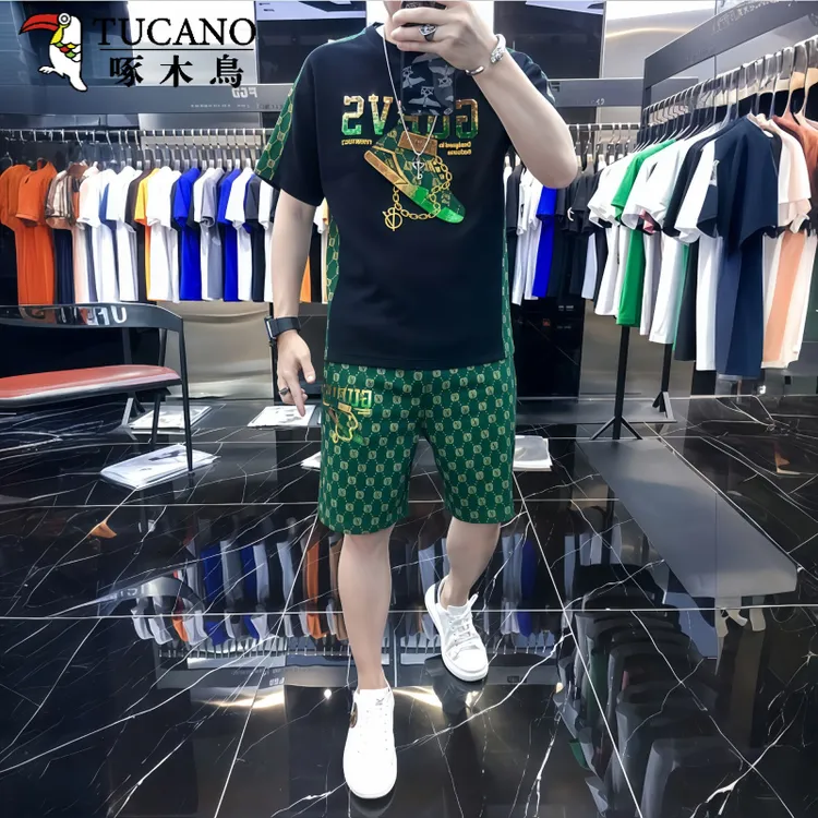 TUCANO/啄木鳥夏季潮男套装网红两件套短袖短裤轻奢欧货2025新款
