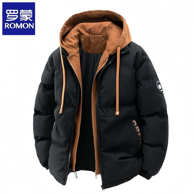 Romon/罗蒙秋冬棉衣立领面包服保暖防风棉服男士潮流百搭休闲外套