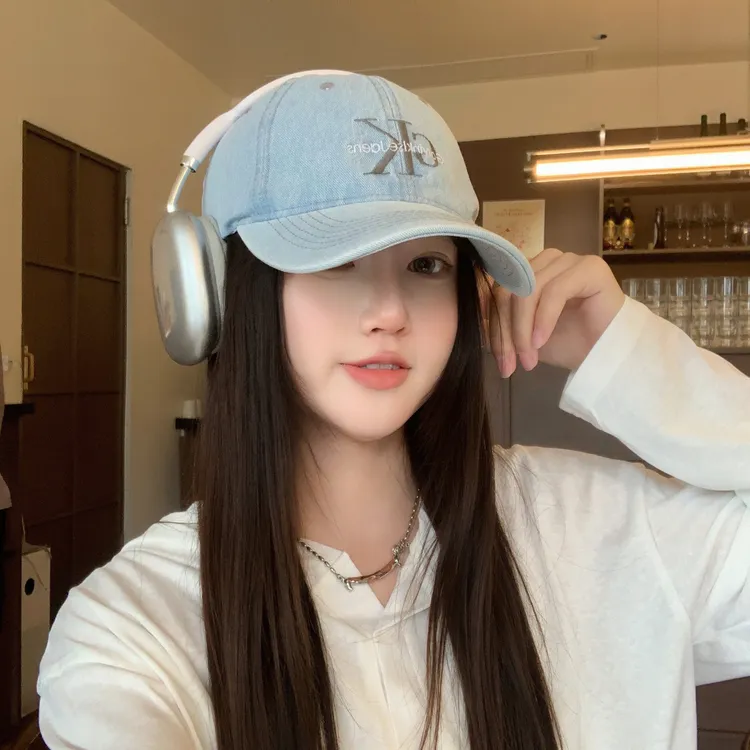 字母韩版ck棒球帽大帽檐棒球帽男女情侣时尚牛仔帽子大头围显脸小