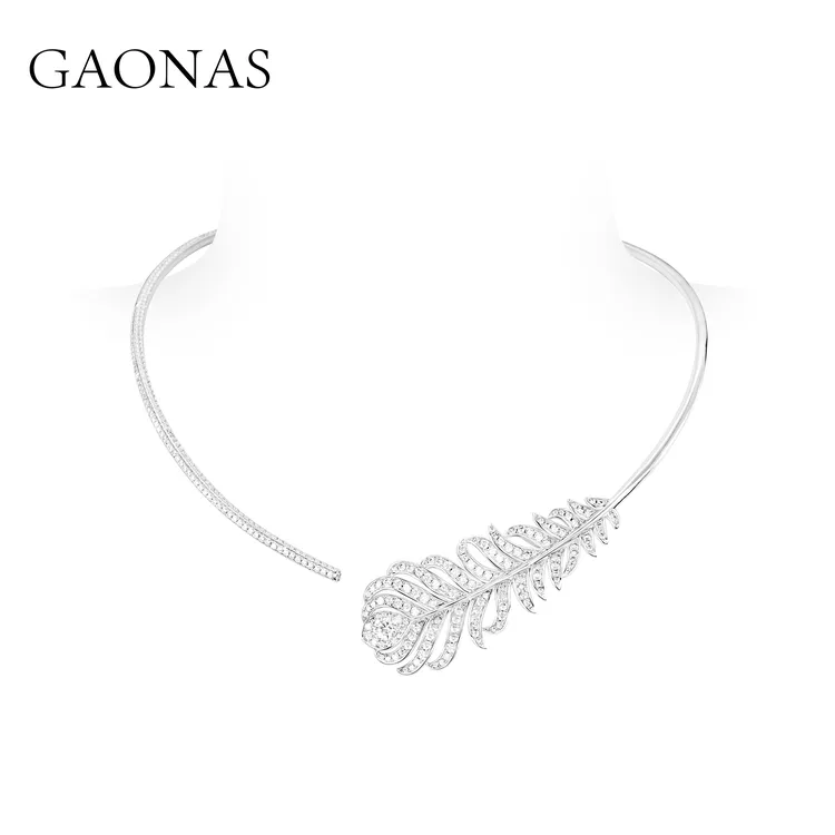 GAONAS璀璨奢华羽毛时尚设计高定贵气时髦白色项圈11651XW