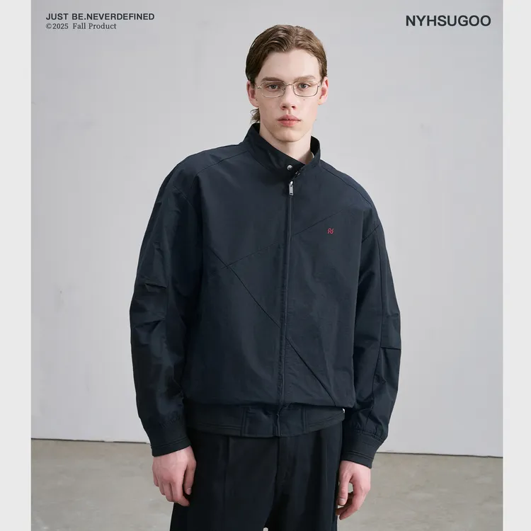 NYHSUGOO/南乙秋季经典哈灵顿棉锦混纺夹克复古刺绣3841男士外套
