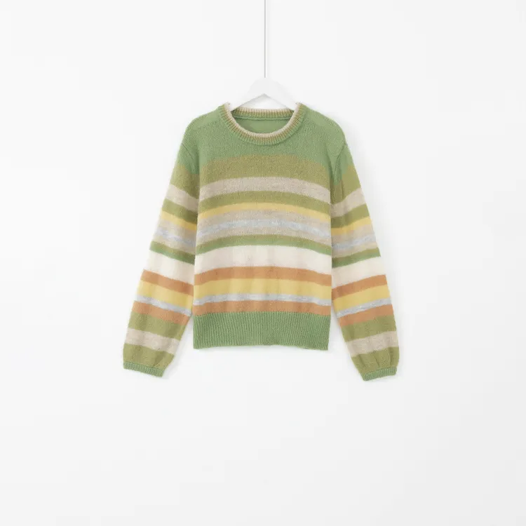 几里与麻 条纹时尚圆领针织衫 2100946
