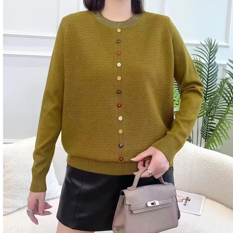 2025新款通勤套头长袖时尚百搭纯色毛针织衫秋冬季上衣休闲慵懒风