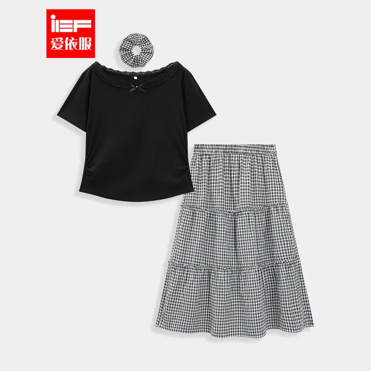IEF/爱依服【微胖】大码女装2025夏季新款韩版温柔风显瘦上下套裙
