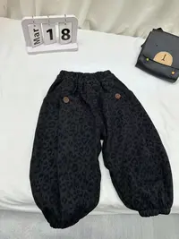 加绒豹纹个性束脚牛仔裤