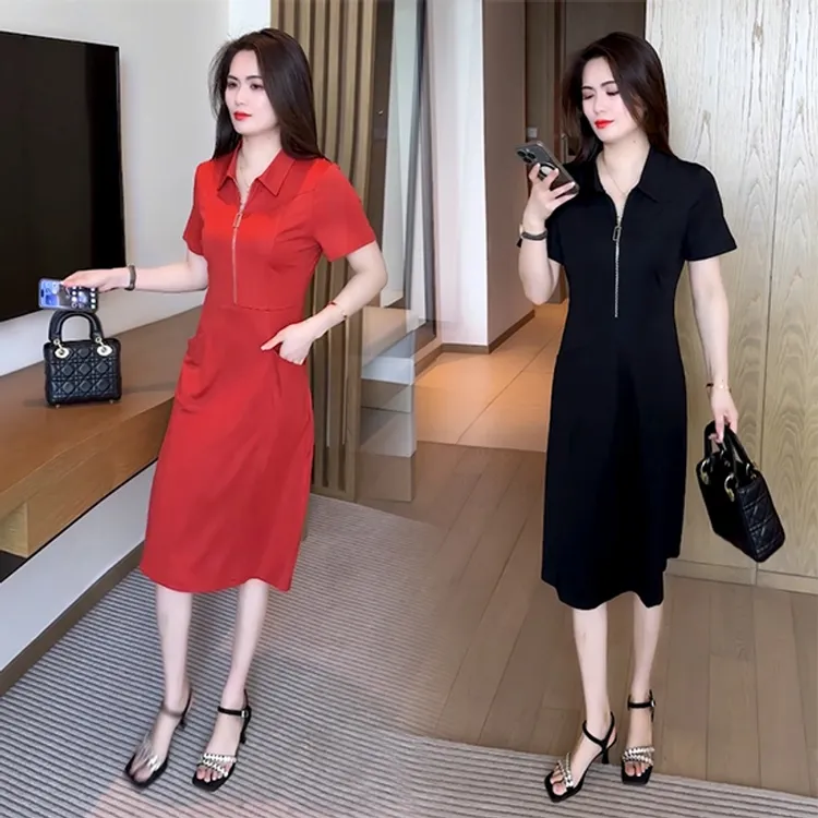夏季新款穿搭新中式气质显瘦洋气时尚盘扣短袖套裙小个子大码