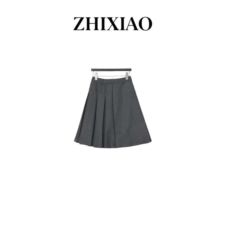 【ZHIXIAO】秋冬新款：极简百褶半裙9127