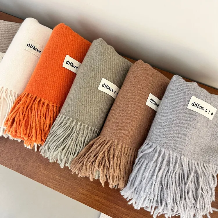 软糯亲肤韩式纯色围巾女冬季加厚仿羊绒披肩时尚轻奢保暖围脖百搭