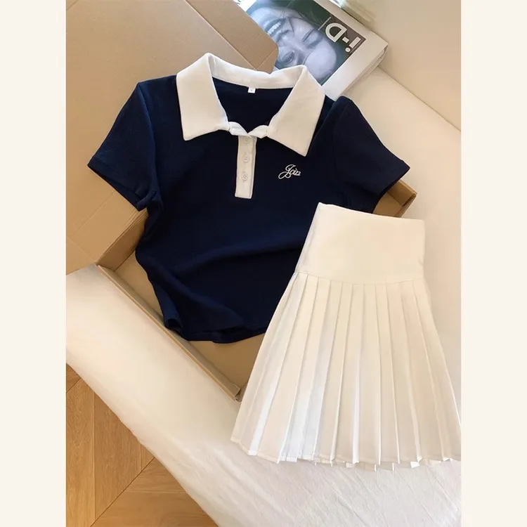 减龄穿搭一整套搭配小个子显高时尚学院风气质半身裙子两件套装女