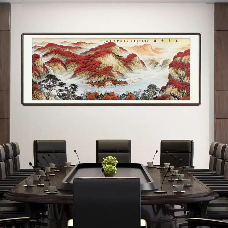 《鸿运当头》纯手绘六尺横幅山水客厅办公室书房卧室国画挂画作品