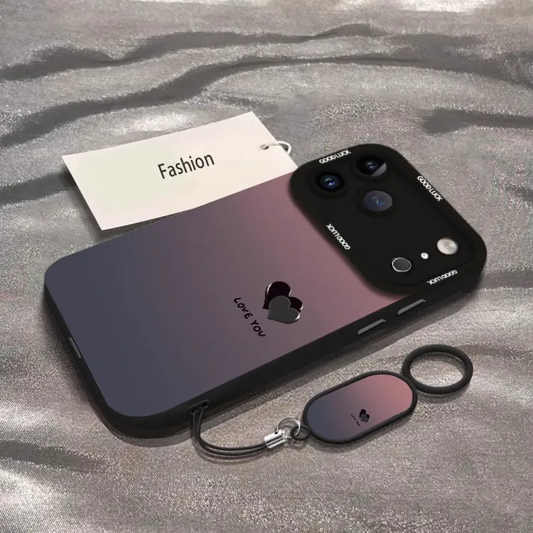 渐变爱心适用苹果17promax手机壳高级感iPhone16pro保护壳17pro