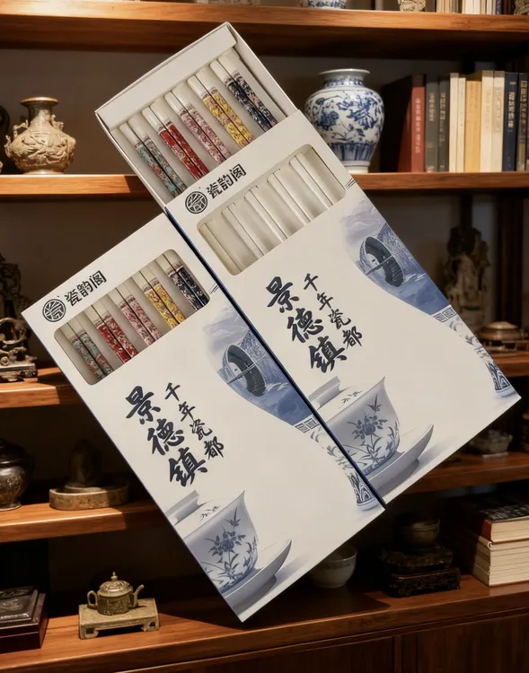 【珐琅彩款】景德镇陶瓷筷子实心材质防霉防滑易清洗