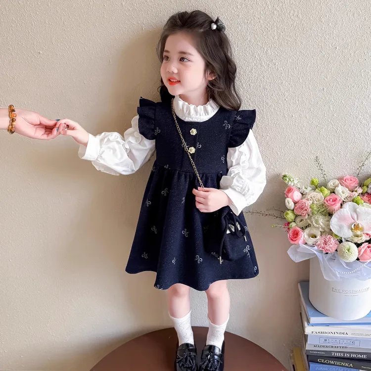 女童裙子套装春秋款2025新款儿童女宝宝洋气时髦小香风裙子三件套