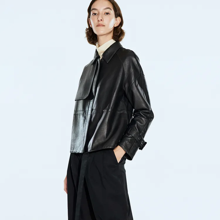 COVERINS时尚短秋季新款绵羊皮复古夹克真皮皮衣外套CC65109030