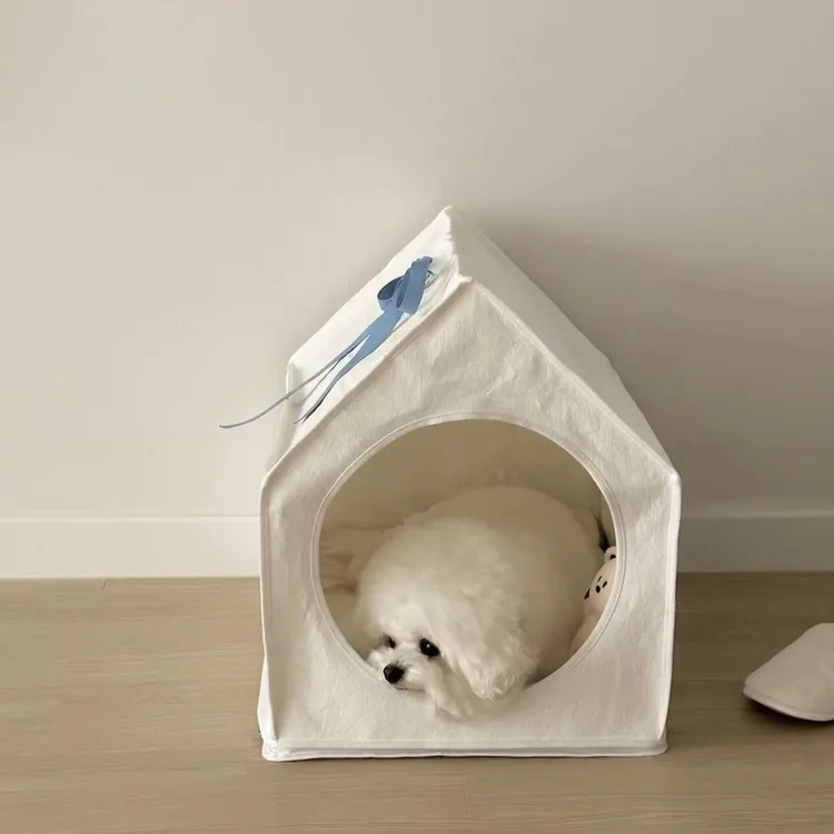 韩国纯色简约四季通用猫窝狗窝睡眠小屋可拆洗半封闭式宠物帐篷