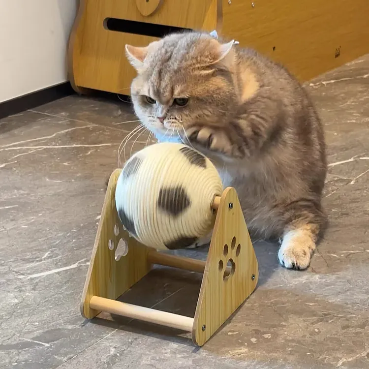 滚球猫抓板耐磨不掉屑立式足球剑麻球自嗨耐咬猫咪玩具球宠物用品