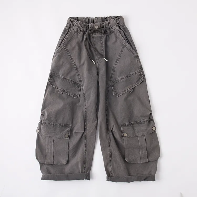 吴小越W1089男童散兵工装裤子儿童棉布口袋长裤男孩休闲运动裤
